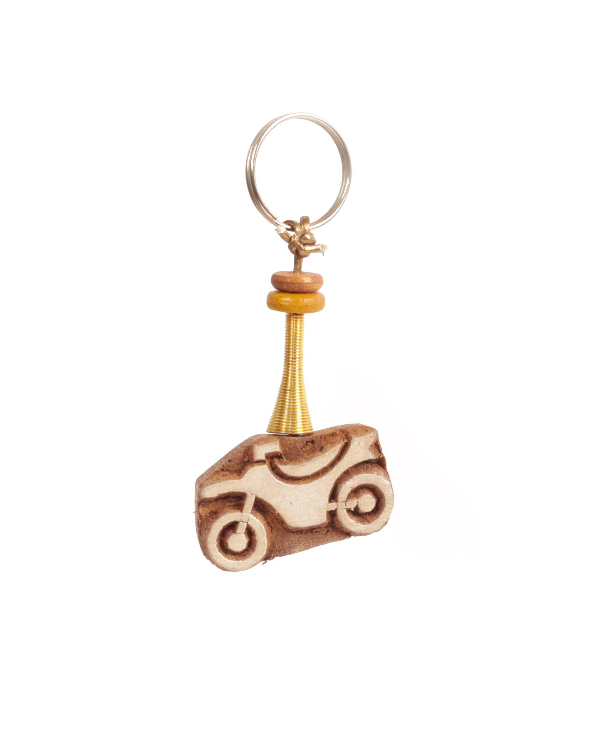Brown - Hand Carved Sheesham Wood Block Keychain 10